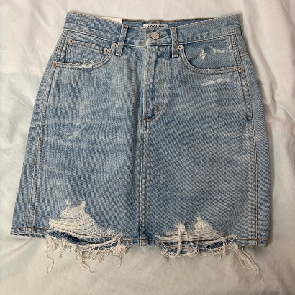 Agolde women’s mini skirt size25 Los Angeles Premium denim distressed NWT